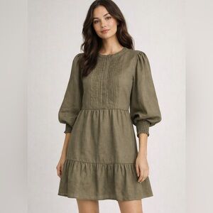 We Are Kindred Madeleine Linen Mini Dress‎ 🌿 Cottagecore Boho Puff Sleeve 6